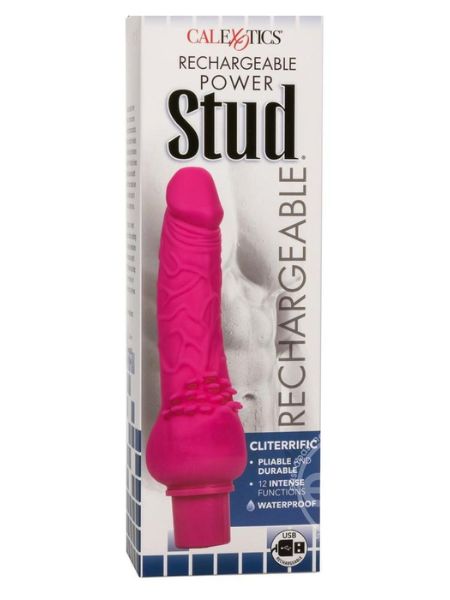 RECHARGEABLE POWER STUD CLITERRIFIC SILICONE VIBRATING DILDO