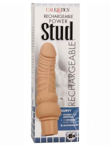 RECHARGEABLE POWER STUD CURVE SILICONE VIBRATING DONG