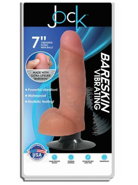 JOCK BARESKIN REALISTIC VIBRATING DONG WITH BALLS 7 INCH