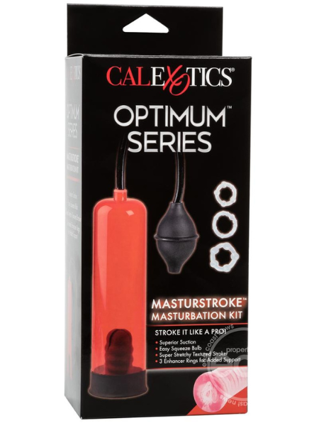 OPTIMUM SERIES MASTURSTROKE PUMP AND MASTURBATION KIT - RED