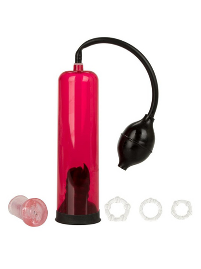 OPTIMUM SERIES MASTURSTROKE PUMP AND MASTURBATION KIT - RED