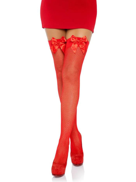 FISHNET THIGH HIGHS WITH SATIN BOW