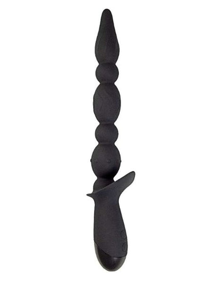 VIBRATING BUTTFUK RECHARGEABLE SILICONE ANAL WAND - BLACK