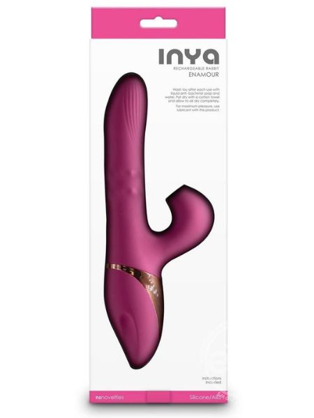 RECHARGEABLE SILICONE RABIT VIBRATOR WITH AIR PULSE CLITORAL  STIMULATOR - PINK