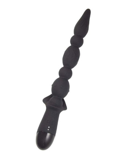 VIBRATING BUTTFUK RECHARGEABLE SILICONE ANAL WAND - BLACK