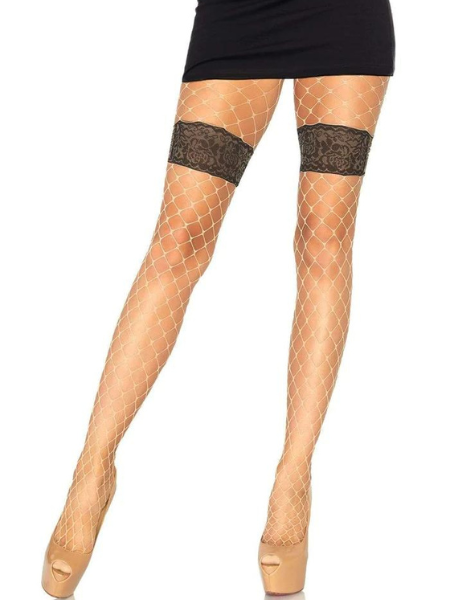 DIAMOND NET TIGHTS WITH THIGH GARTER