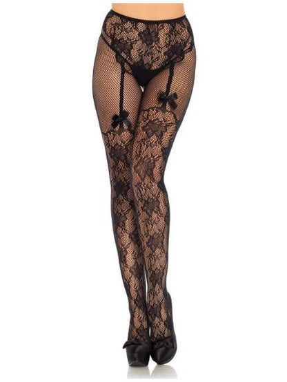 LACY SUSPENDER CROTCHLESS TIGHTS